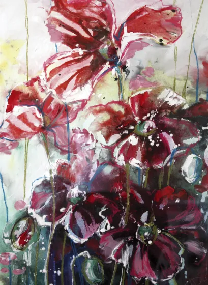 Обложка Блокнот «Маки под дождем» 