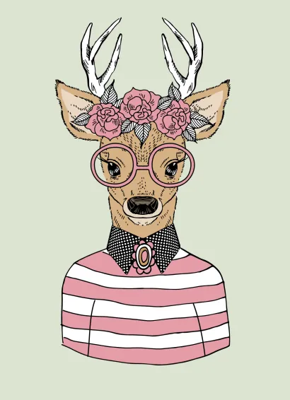 Обложка Блокнот для записей "Олень в розах" (А6)