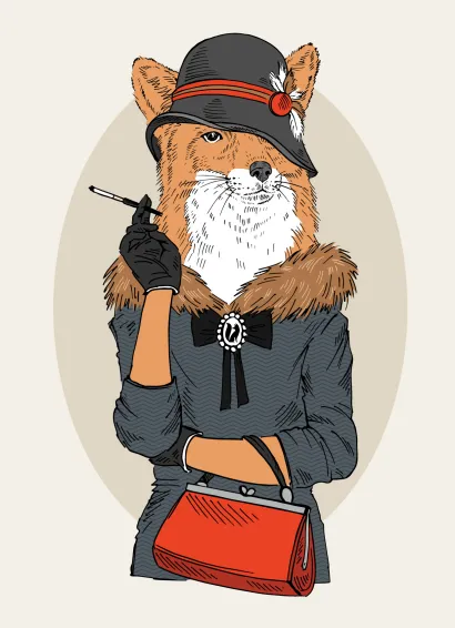 Обложка Блокнот для записей "Лисица в стиле ретро" (А6)