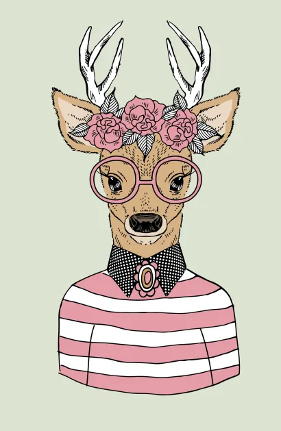 Обложка Блокнот для записей "Олень в розах" (А5)