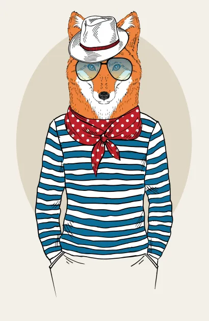 Обложка Блокнот для записей "Лиса в тельняшке" (А5)