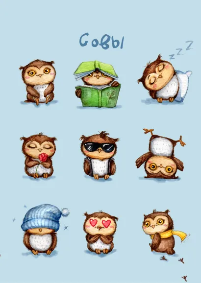 Обложка Блокнот. Совы 