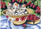 Живопись на холсте. Размер 30*40 см.. Котята в саду (013-CE ) Живопись на холсте. Размер 30*40 см.. Котята в саду (013-CE )