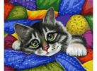 Живопись на холсте.Размер 40*50 см.. Котик в лоскутках (002-AB ) Живопись на холсте.Размер 40*50 см.. Котик в лоскутках (002-AB )