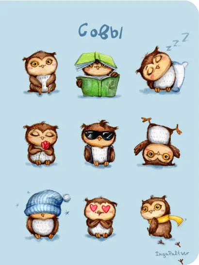 Обложка Блокнот. Совы (мини) 