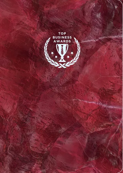 Обложка Блокнот Top Business Awards - линованный (красный мрамор, желтые страницы) 