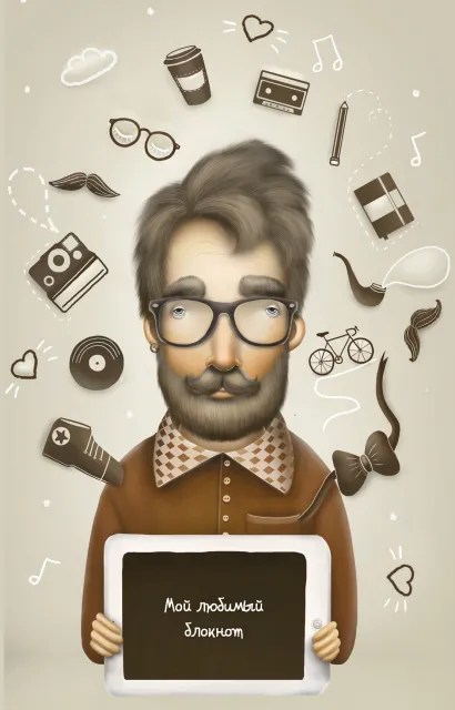 Обложка Мой любимый блокнот (счастливый хипстер) Катя Малеев