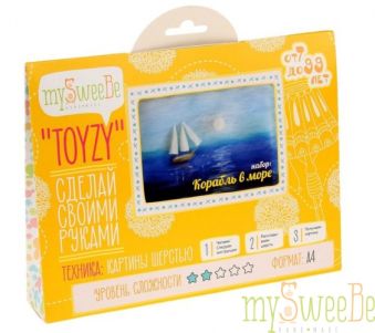 Набор TOYZY "Корабль в море" - картина из шерсти Набор TOYZY "Корабль в море" - картина из шерсти