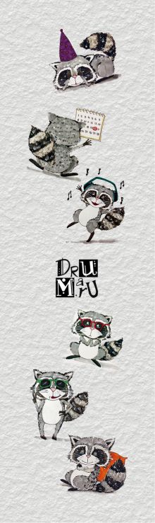 Закладка с резинкой. Еноты-обормоты