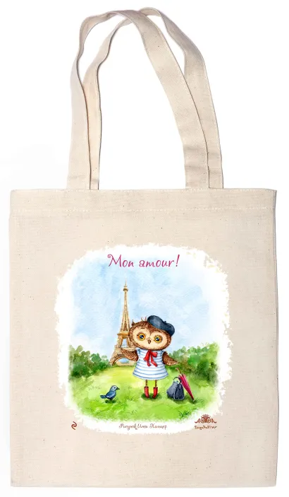 Обложка Сумка. Сова. Mon amour! (35х39см, ручки 53см) 