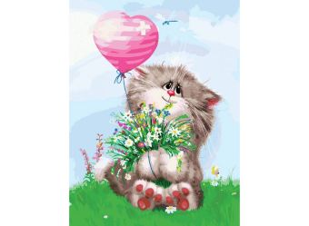 Живопись на картоне 30*40 Кот с букетом (3002-CS) Живопись на картоне 30*40 Кот с букетом (3002-CS)