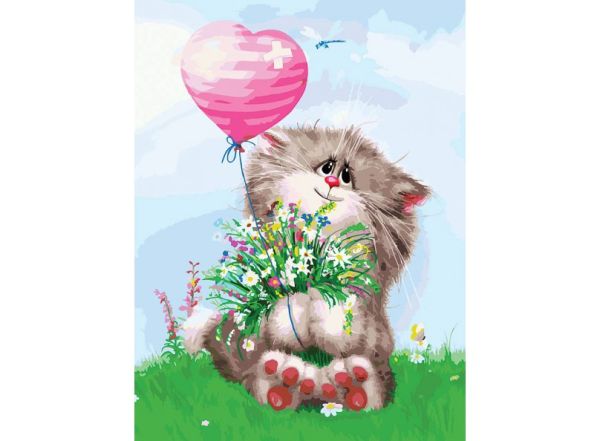Живопись на картоне 30*40 Кот с букетом (3002-CS) Живопись на картоне 30*40 Кот с букетом (3002-CS)