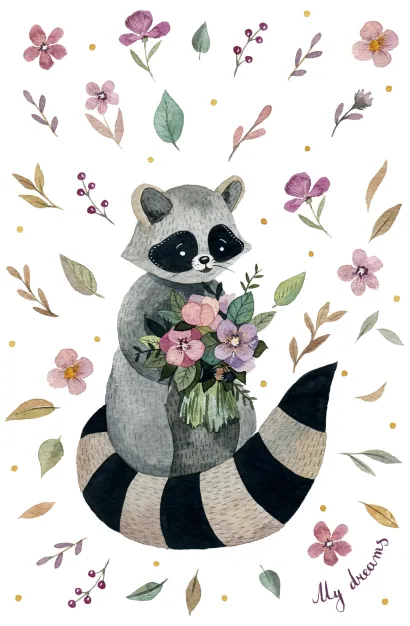 Обложка My dreams. Енот. Романтичный блокнот от Vicky_Od 