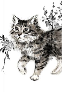 Японская живопись суми-э. Кот. Блокнот mini.