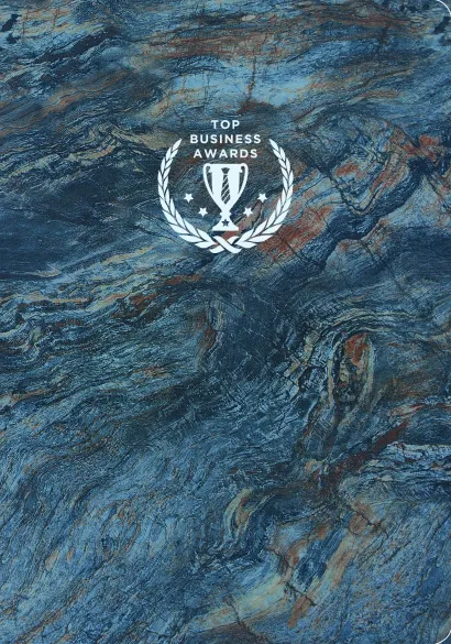 Обложка Блокнот Top Business Awards - нелинованный (синий мрамор, желтые страницы) 