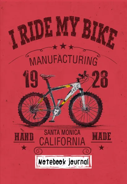 Обложка Блокнот. I ride my bike. Красный 
