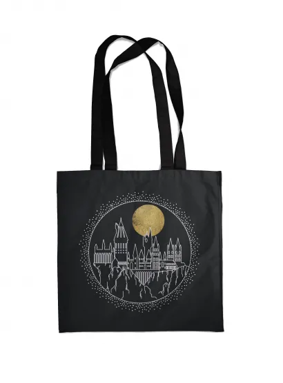 Обложка Сумка. Хогвартс (черная, 38х43 см, длина ручек 58 см) 