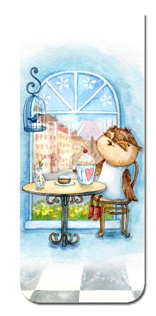 Магнитная закладка. Сова в кафе (большая закладка)