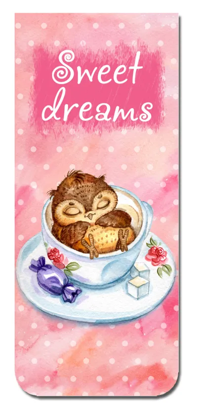 Обложка Магнитная закладка. Совы. Sweet dreams (большая закладка) 