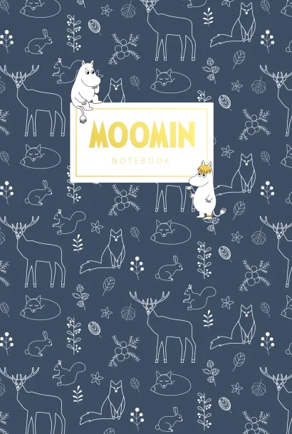 Обложка Тетрадь. Муми-тролли (А5, мягкая обложка, золотое тиснение, синяя) 