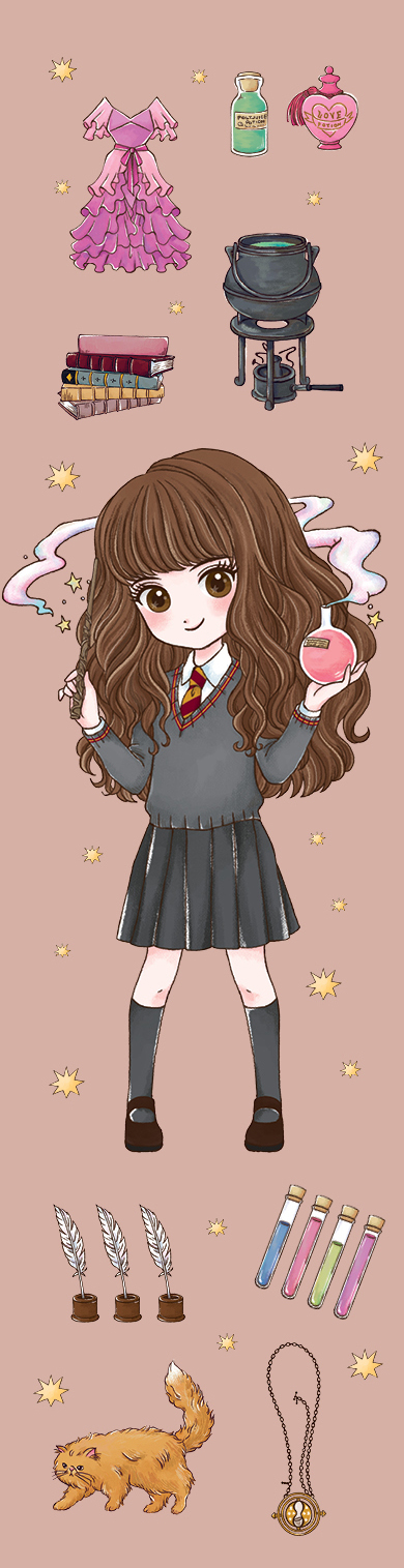 Обложка Гермиона Грейнджер. Закладка с резинкой. Коллекция «Cute kids» 