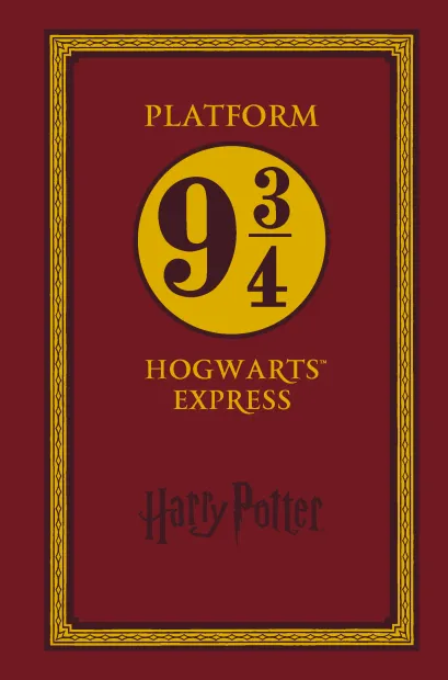 Обложка Блокнот. Гарри Поттер. Платформа 9 и 3/4 (А5, 192 стр, цветной блок, обложка из красной кожи с золотым тиснением) 