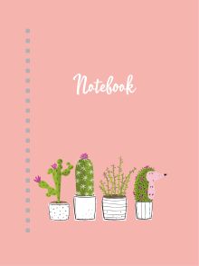 Тетрадь в твердом переплете. Кактусята, А5, твердая обложка, 120 стр,
