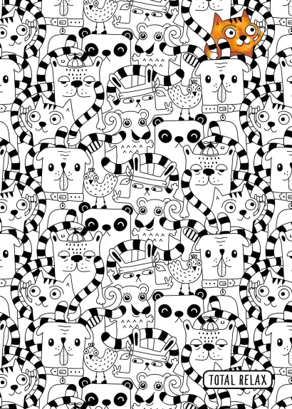 Обложка Тетрадь-раскраска животные. А5, 48 листов, клетка, накидка 