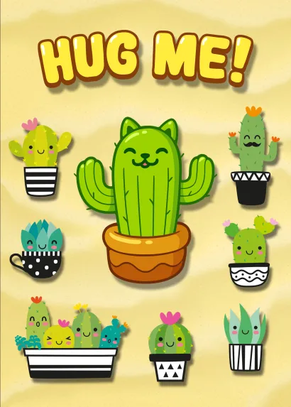 Обложка Кавай кактусы. Тетрадь школьная в мягкой обложке, 48 л. 