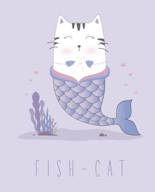 Обложка Fish-cat. Тетрадь общая (А5, 48 л., УФ-лак, накидка 4 п. полноцвет) 