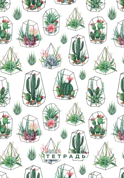 Обложка Суккуленты. Тетрадь (А5, 48 л., УФ-лак, накидки) 