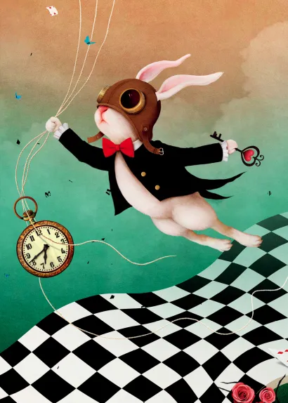 Обложка Белый кролик. Тетрадь общая, А5, 48л., накидка 4 п. полноцвет, выб. лак 