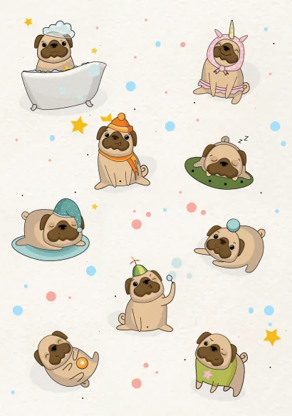 Обложка Тетрадь общая. Мопсы (А5, 48 л., мягкая обложка)