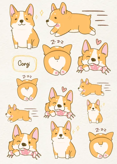 Обложка Тетрадь общая. Забавные корги (А5, 48 л., мягкая обложка) 