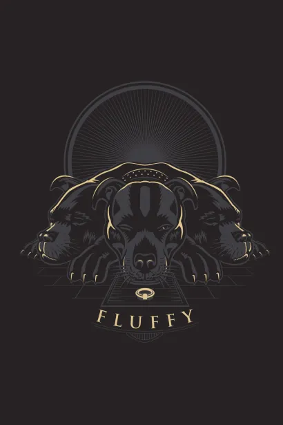 Обложка Трехголовый пес. Блокнот (А5, 32 л., прошитый цветными нитками, тиснение фольгой) 