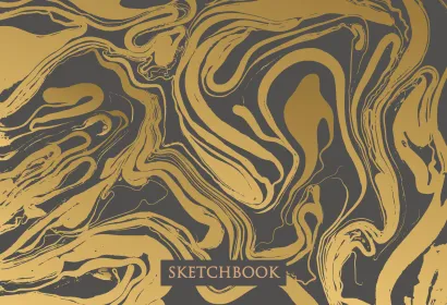 Обложка Скетчбук. Жидкое золото (формат В5, 128 стр, открытый корешок, бумага слоновая кость) 