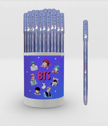 Обложка I love BTS. Ручка в тубусе (сиреневая) 