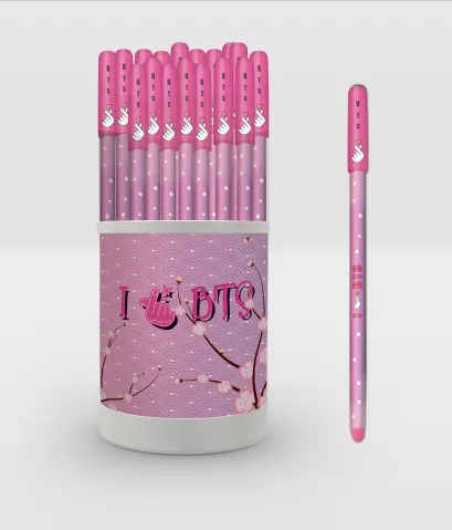 Обложка I love BTS. Ручка в тубусе (розовая) 