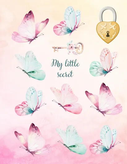 Обложка Блокнот с замочком. Танец бабочек (в подарочном коробе, 160 стр., цветной)