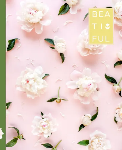 Обложка Пионы. Тетрадь на кольцах, А5, 100 л., с цветными разделителями, зол. фольга