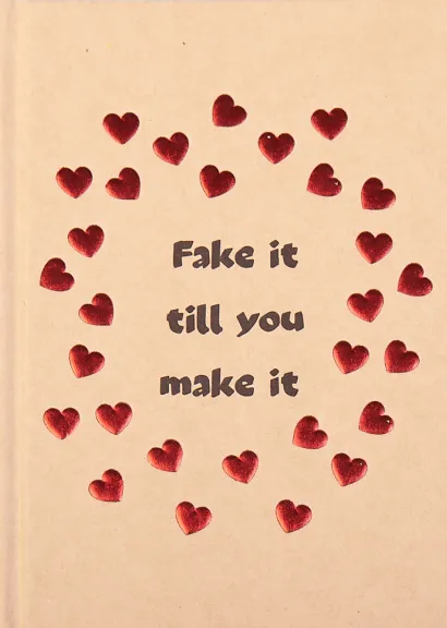 Обложка Блокнот. Прямо в сердце. Крафт, объемные элементы, тиснение красное, 160 с, кремовая бумага 