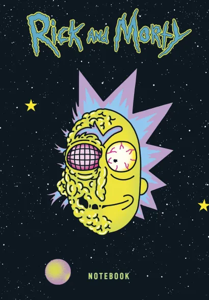 Обложка Рик и Морти. Блокнот. Рик в космосе (А5, 72 л., контентный блок, со стикерами) 