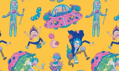 Обложка Кардхолдер. Рик и Морти (в форме книжки, 215х65 мм, желтый) 