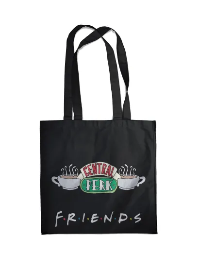 Обложка Сумка. Friends. Central perk (черная, 38х43 см, длина ручек 58 см) 