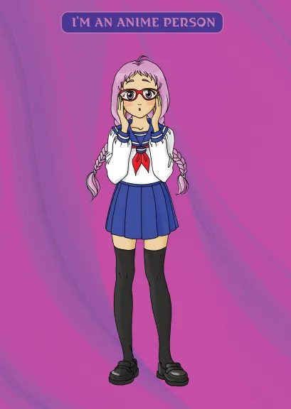 Обложка Блокнот. I'm an anime person (формат А4, мягкая обложка, круглые углы, блок в точку) 