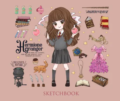 Обложка Скетчбук. Гермиона Грейнджер. Коллекция «Cute kids» (твердый переплет, 96 стр., 240х200 мм) 