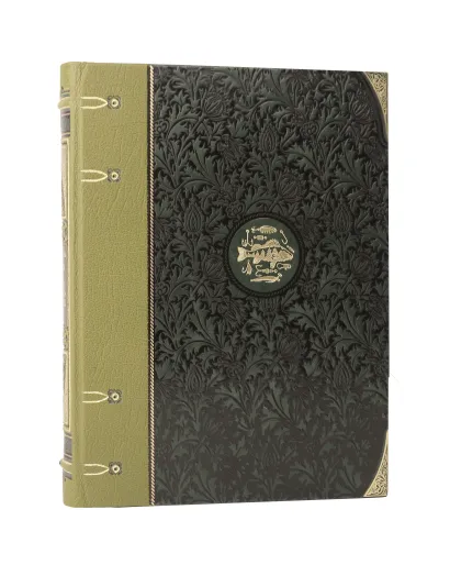 Обложка Жизнь и ловля пресноводных рыб Л. Сабанеева. Коллекционное иллюстрированное издание премиум-класса в инкрустированном переплете ручной работы с четырьмя видами тиснения и украшенным обрезом Леонид Сабанеев