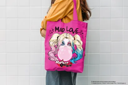Обложка Сумка. Харли Квинн (розовая, 38х43 см, длина ручек 58 см) 