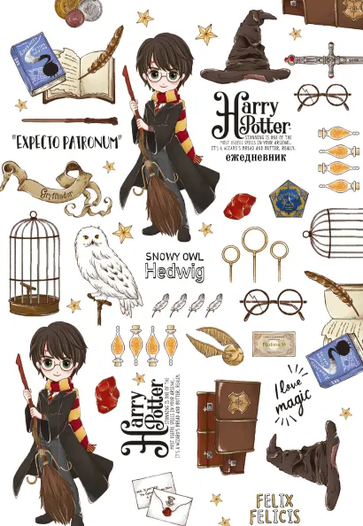 Обложка Гарри Поттер. Ежедневник недатированный. Коллекция “Cute kids” (А5, 64 л.) 