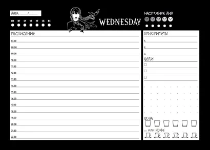 Обложка Планер настольный с отрывными листами. Уэнсдей (24х17 см, 48 л.) 